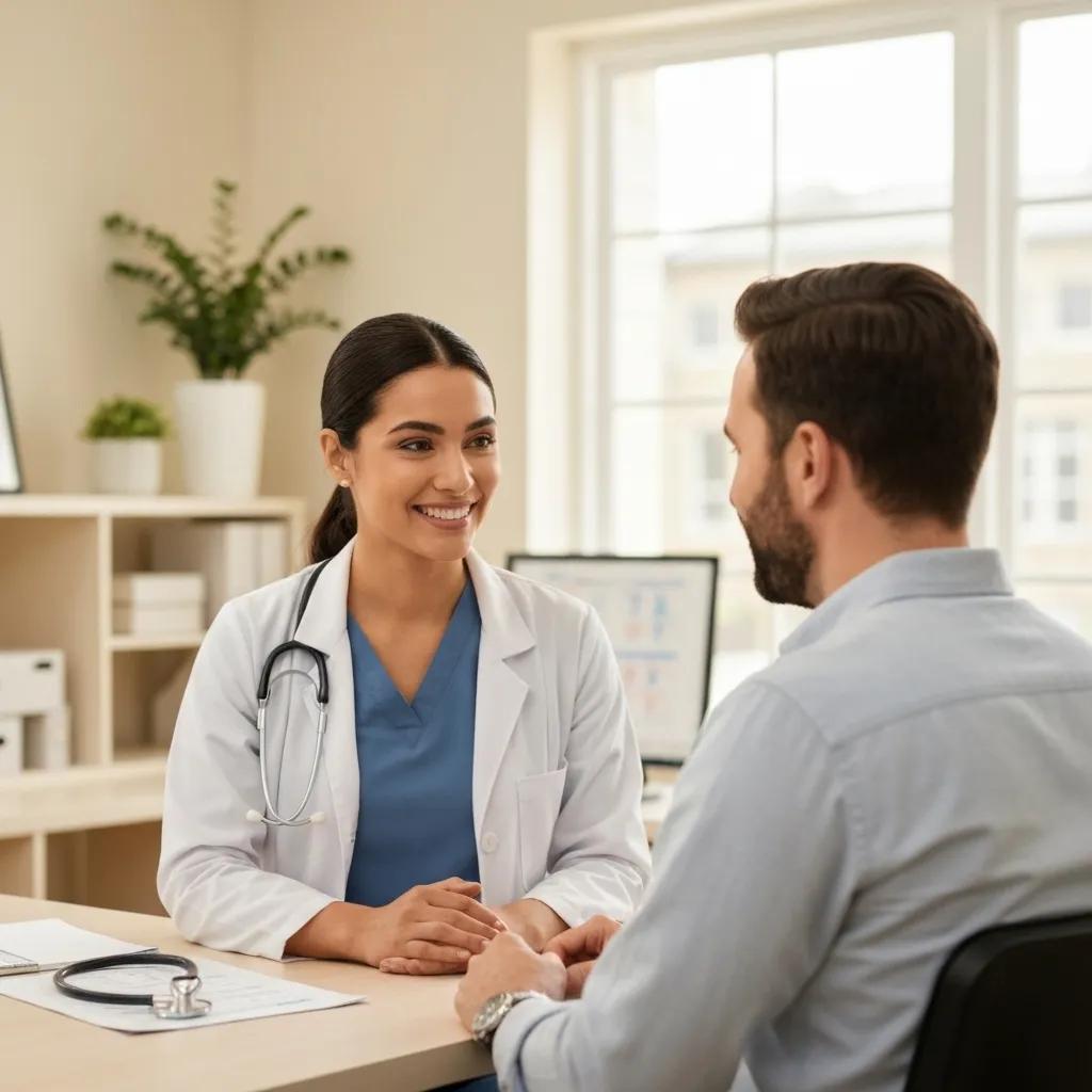 Provider meeting with a patient in the exam room