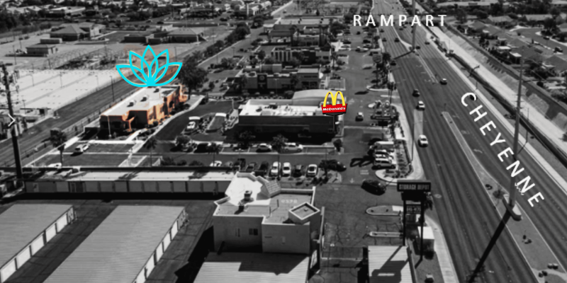 Aerial map of the Summerlin clinic near Cheyenne Ave and Rampart Blvd
